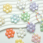 UV Plating Flower Acrylic Beads 32mm Glossy Pastel Large 20pcs