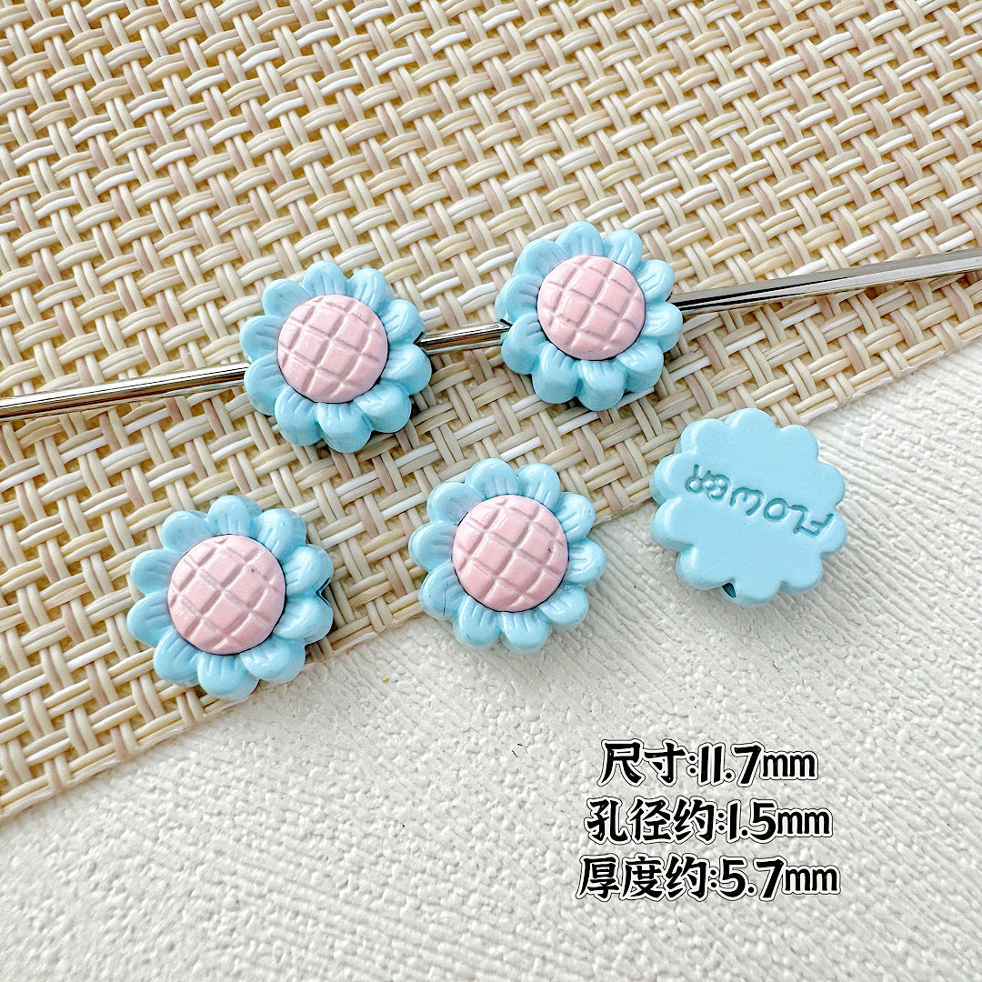 Sunflower and Gift Box Metal Beads 12mm Pastel Painted 10pcs 5