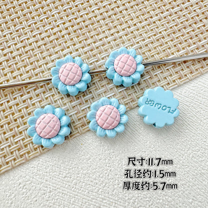 Sunflower and Gift Box Metal Beads 12mm Pastel Painted 10pcs 5