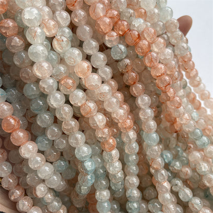 Crackle Round Glass Beads 8mm Dual Color Soft Pastel 200pcs 14