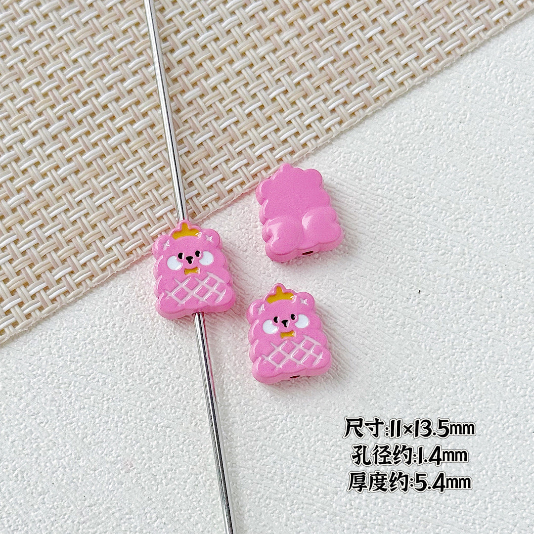 Kitten and Teddy Bear Metal Beads 14mm Hand Painted Alloy 10pcs 22