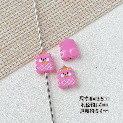 Kitten and Teddy Bear Metal Beads 14mm Hand Painted Alloy 10pcs 22