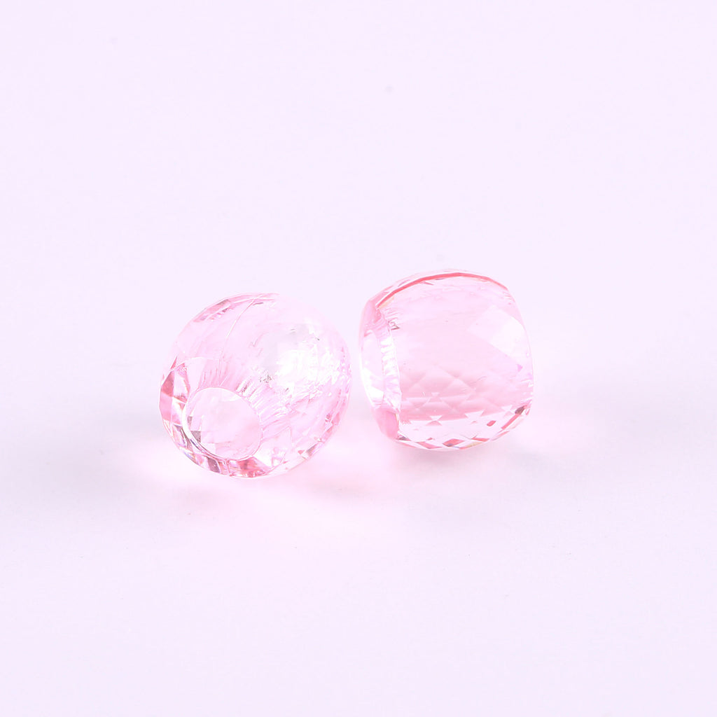Faceted Pony Beads Acrylic 13mm Transparent Large Hole 50pcs 6