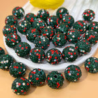 Rhinestone Bubblegum Beads 16-20mm Christmas Series Clay Sparkle 20pcs 6