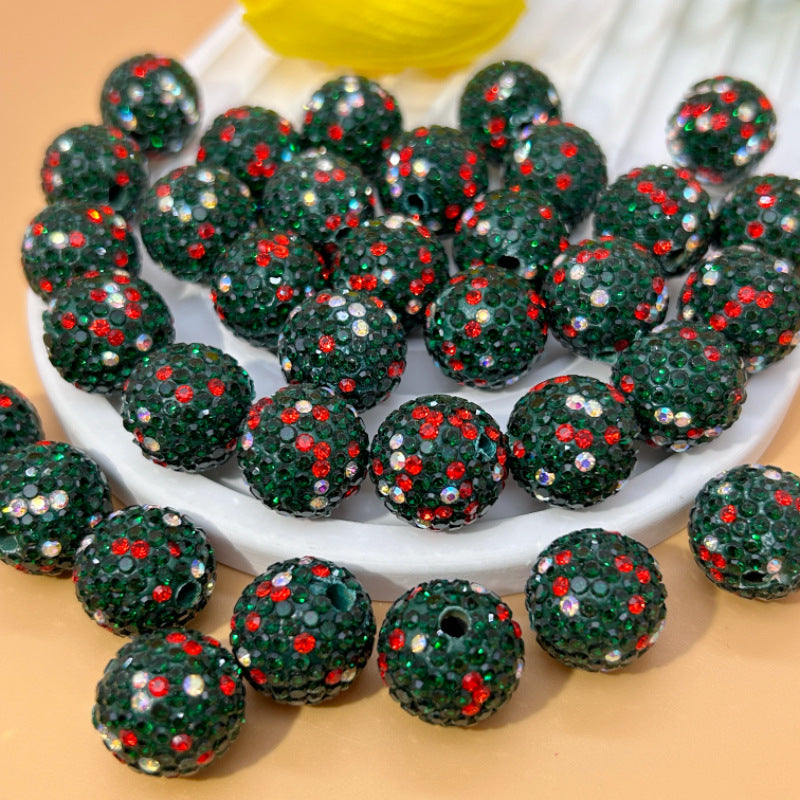 Rhinestone Bubblegum Beads 16-20mm Christmas Series Clay Sparkle 20pcs 6