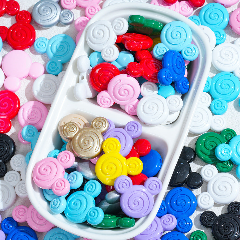 Swirl Mickey Head Acrylic Beads 29mm Colorful Mixed 10pcs 2