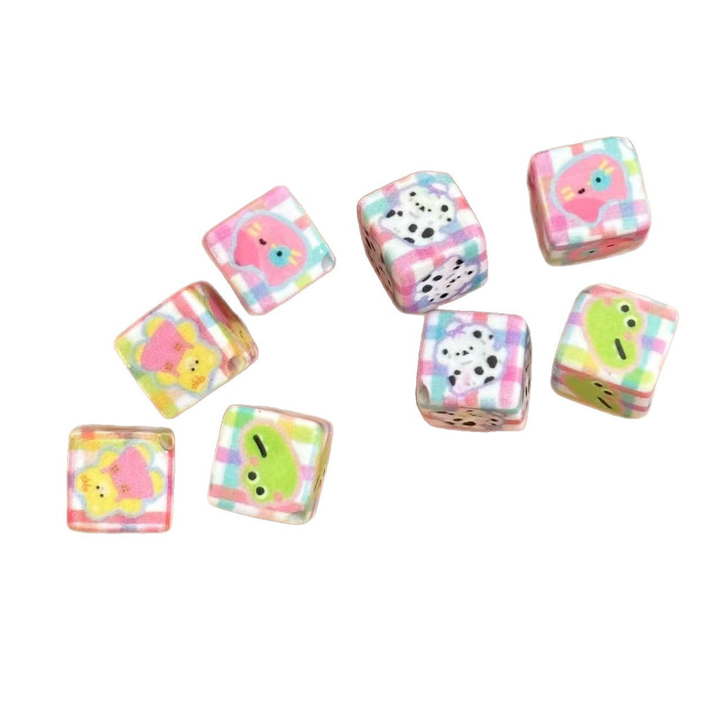 Plaid Animal Acrylic Square Beads 12mm Mixed Colors 10pcs 2