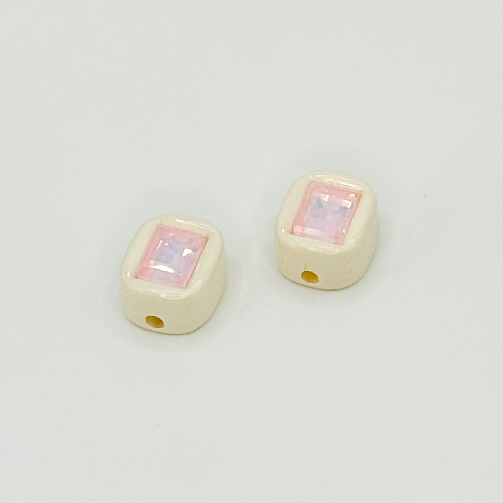 Painted Square Acrylic Beads 14mm Diamond Faceted Mixed Colors 10pcs 6