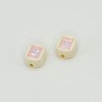 Painted Square Acrylic Beads 14mm Diamond Faceted Mixed Colors 10pcs 6