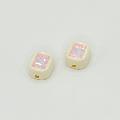 Painted Square Acrylic Beads 14mm Diamond Faceted Mixed Colors 10pcs 6