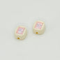 Painted Square Acrylic Beads 14mm Diamond Faceted Mixed Colors 10pcs 6