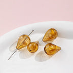 Irregular Hollow Water Drop Blown Glass Beads 22/29mm 4pcs 6