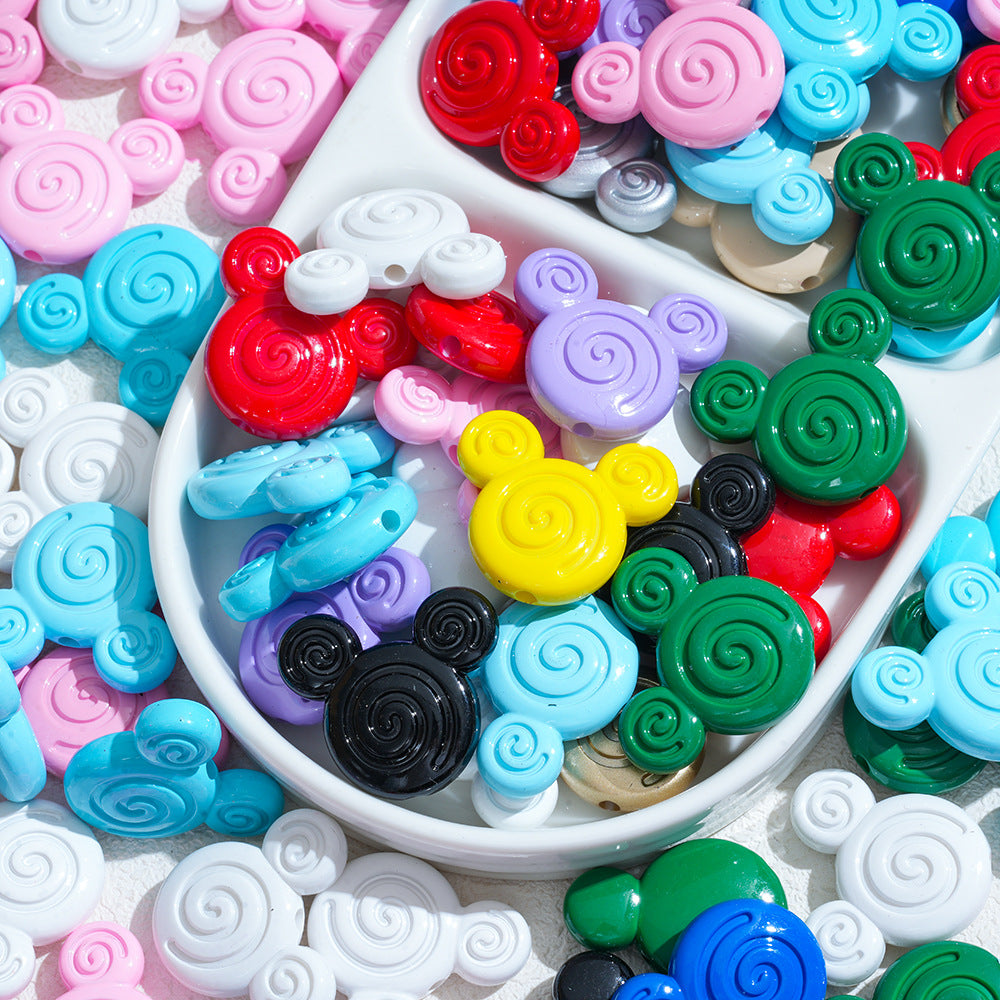 Swirl Mickey Head Acrylic Beads 29mm Colorful Mixed 10pcs 3