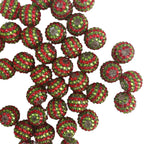 Plated Bubblegum Beads 16-22mm Christmas Red Green Striped 5pcs 4