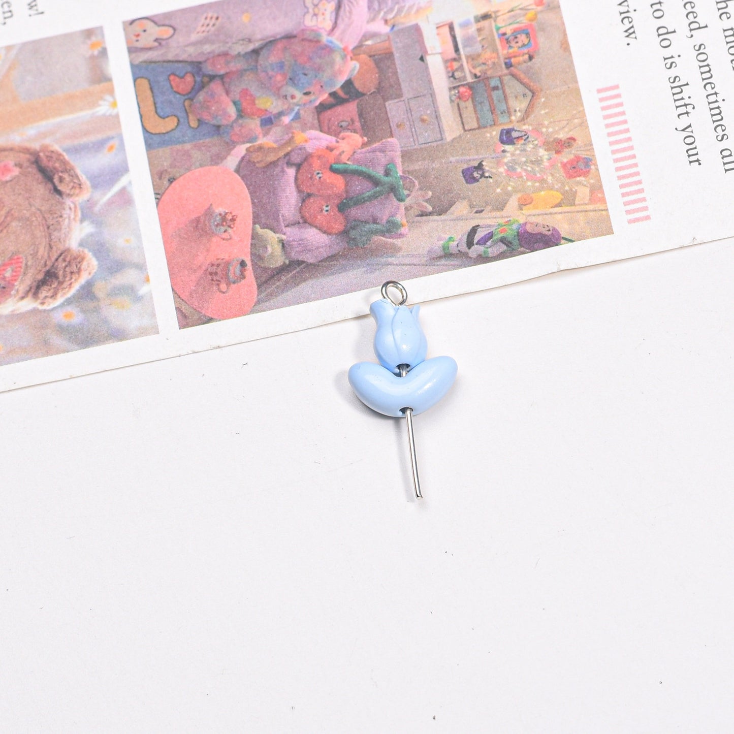 Tulip Metal Beads 21mm Baking Painted Solid Zinc Alloy 10pcs 11