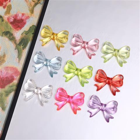 Colored Clear Bow Ribbon Acrylic Beads 18mm Translucent 100pcs 2