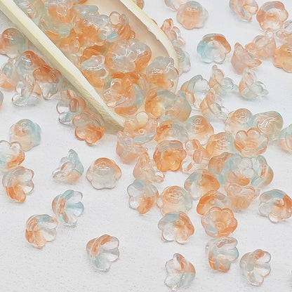 Campanula Flower Glass Beads 7x12mm Frosted Glossy Pastel 50pcs 27