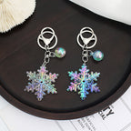 Acrylic Snowflake Keychain Colorful Iridescent Blue Christmas Charm 4