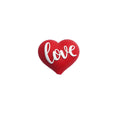 Silicone 3D Focal Beads Valentine Love Red Heart Script Front Facing 20pcs 6
