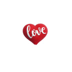 Silicone 3D Focal Beads Valentine Love Red Heart Script Front Facing 20pcs 6