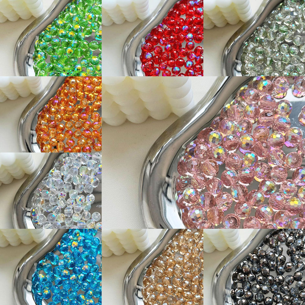 Vintage Faceted Round Glass Beads 8mm Iridescent 50pcs 4