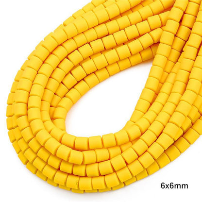 Cylindrical Clay Beads 6mm Colorful Polymer 62pcs 7