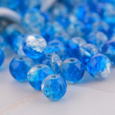 Crackle Glass Beads Round 10mm Dual Color Mixed 80pcs 25