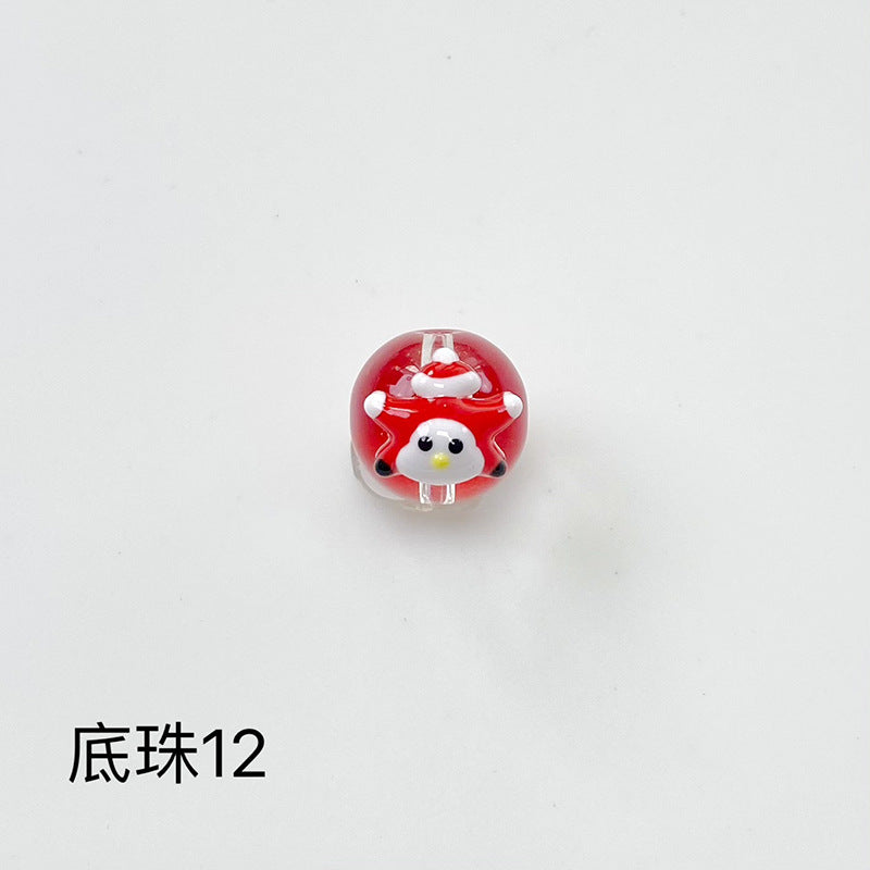 Hand Painted Christmas Enamel Glass Beads 12mm 14mm 1pc 19