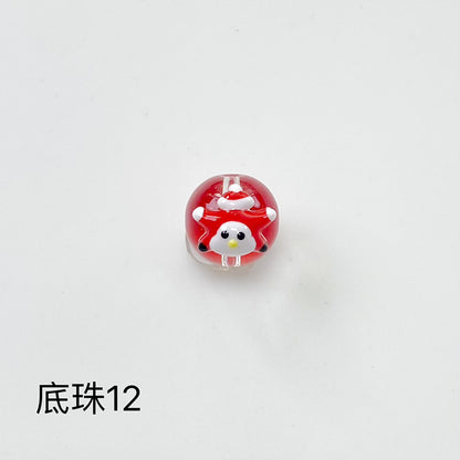 Hand Painted Christmas Enamel Glass Beads 12mm 14mm 1pc 19