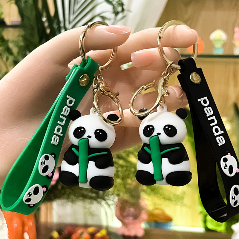 PVC Bamboo Panda Keychain Soft Rubber Cute Animal Charm 4