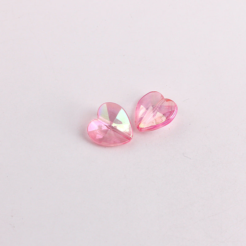 Plating Faceted Heart Acrylic Beads 13mm Transparent AB Colored 100pcs 9