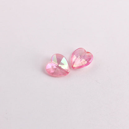 Plating Faceted Heart Acrylic Beads 13mm Transparent AB Colored 100pcs 9