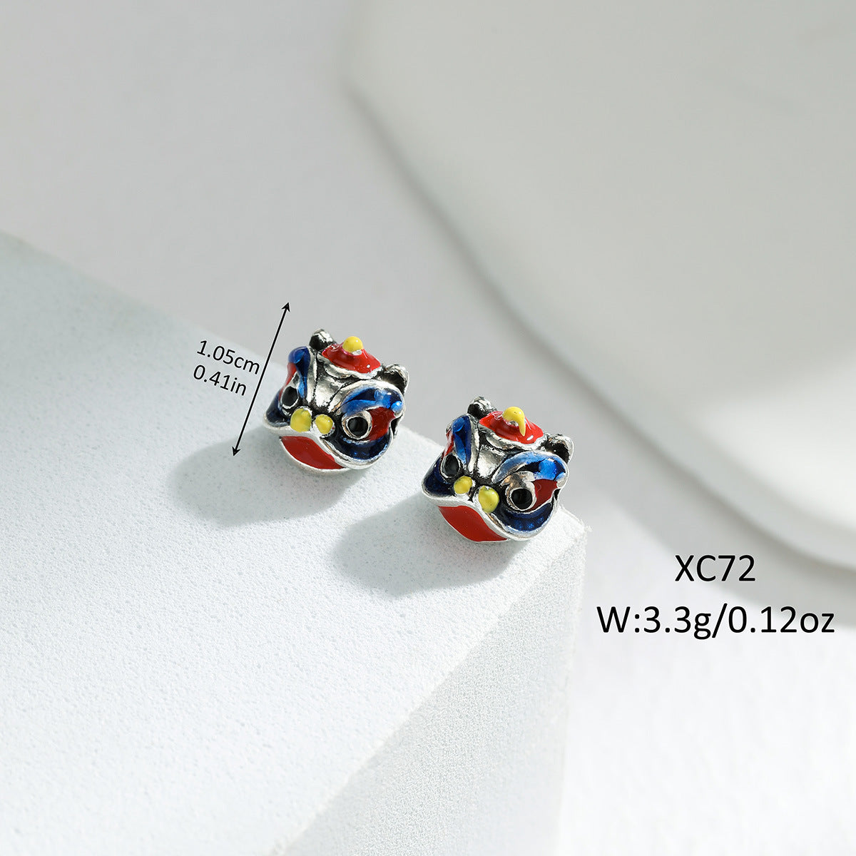 3D Dancing Lion Metal Beads 10mm Enamel Large Hole 1pc 3