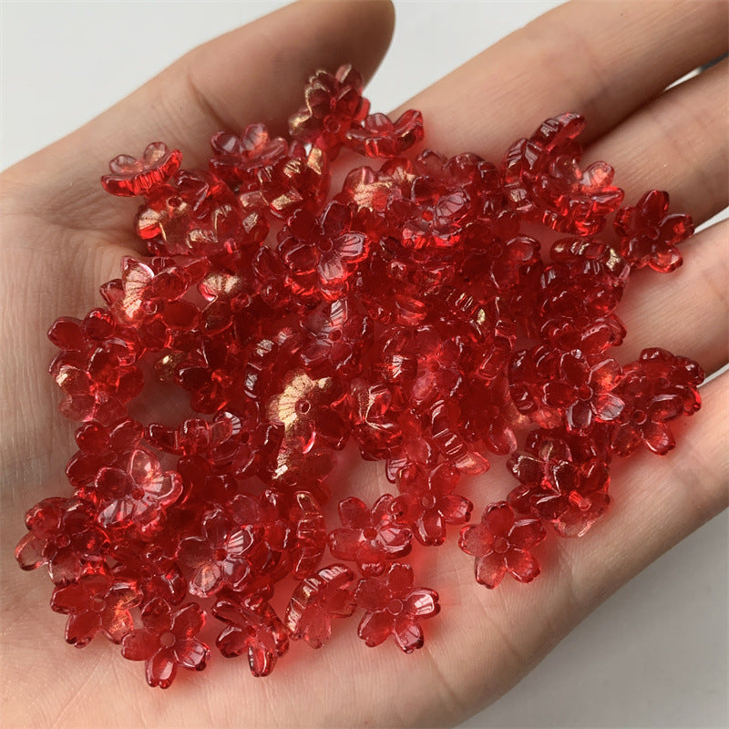 Cherry Blossom Flower Glass Beads 10mm Iridescent Mixed Colors 100pcs 9