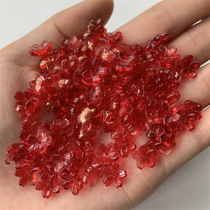 Cherry Blossom Flower Glass Beads 10mm Iridescent Mixed Colors 100pcs 9