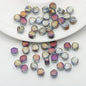 Flat Rose Glass Beads 6mm Iridescent Plating Floral Cube 50pcs 15