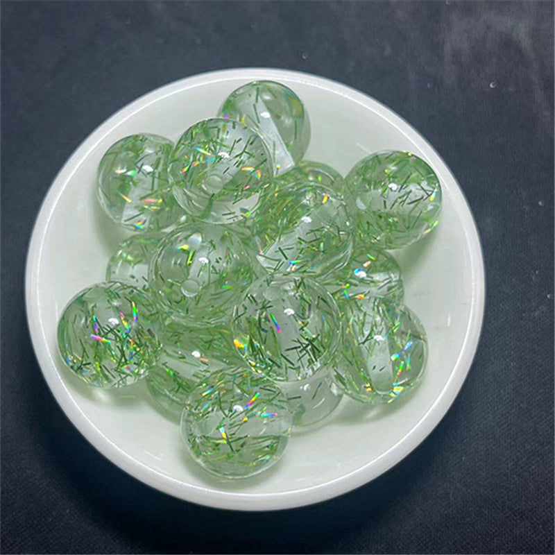 Clear Tinsel Filled Resin Beads 16mm Round Shimmering Blue 100pcs 7