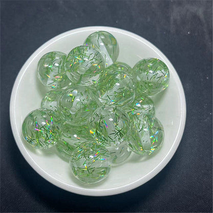 Clear Tinsel Filled Resin Beads 16mm Round Shimmering Blue 100pcs 7
