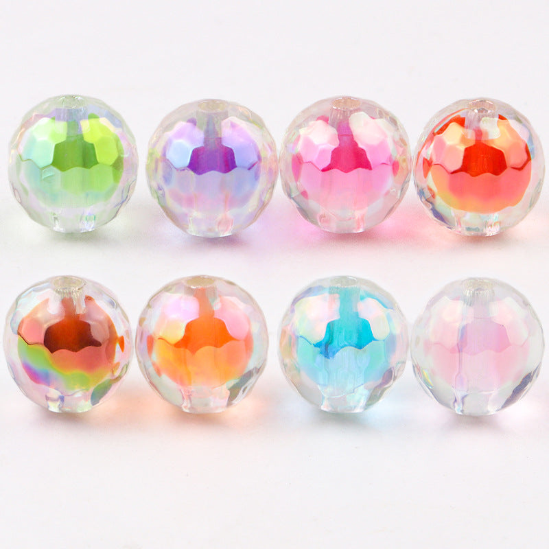 Iridescent Faceted Acrylic Beads 16mm Colorful Mixed 50pcs