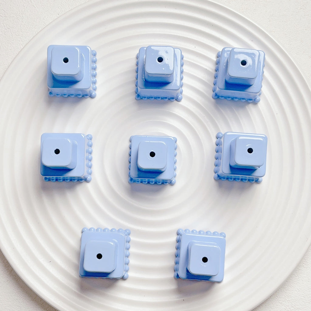 Painted Square Round Acrylic Beads 31mm 35mm Macaron Cake Double Layer 5pcs 6