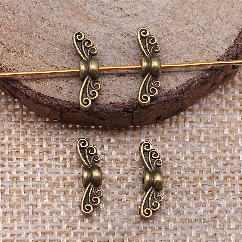 Butterfly Wings Metal Beads 14mm Antique Bronze and Silver Tone 200pcs 4