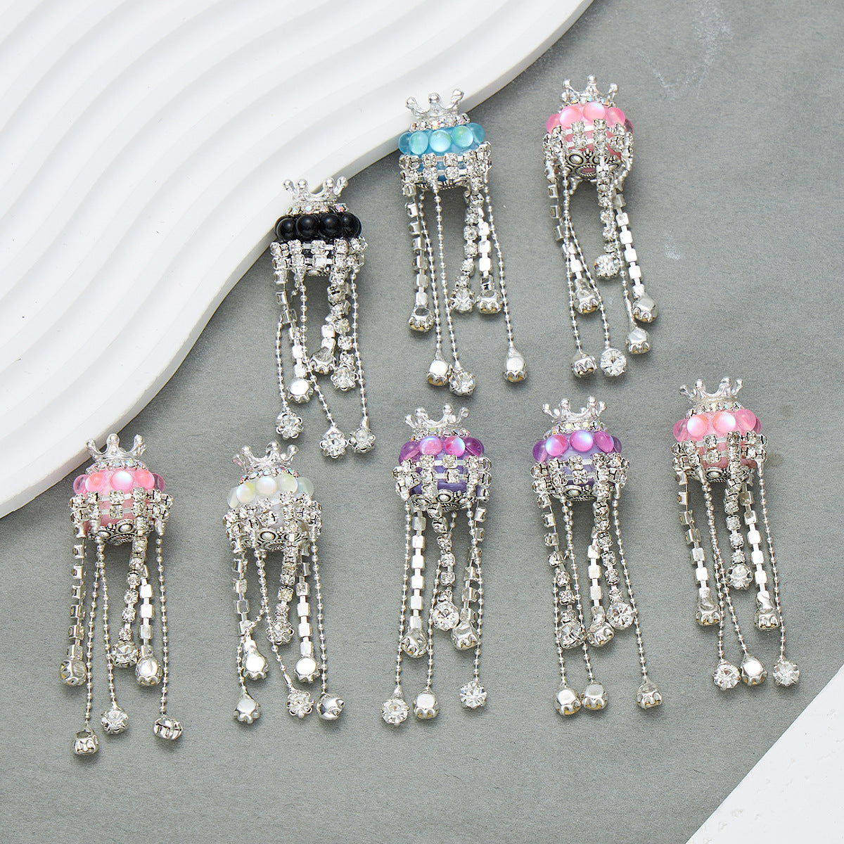 Tassel Crown Rhinestone Beads 19mm Decorative Ball 2pc 3