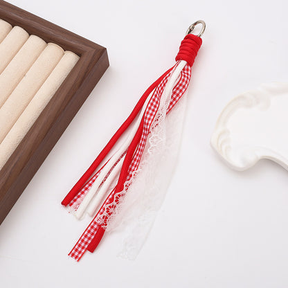 Braided Boho Lace Tassel Crochet Keychain Polyester 19cm 4pcs 17