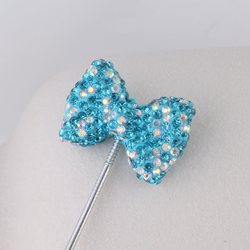 Rhinestone Bow Clay Beads 30mm Full Covered 5pcs 12