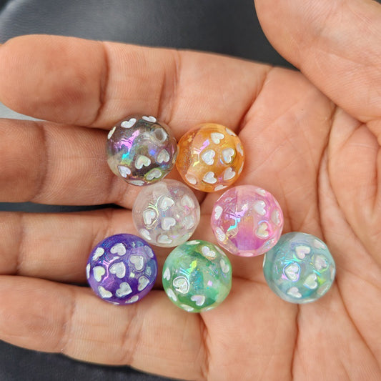 Glow In The Dark Heart Acrylic Beads 16mm Enamel Plating 100pcs