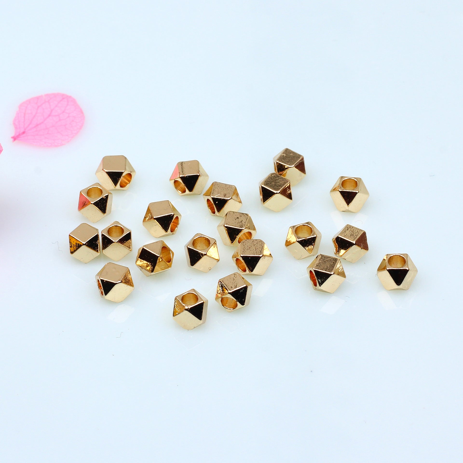 Brass Faceted Hexagon Metal Beads 3mm Gleaming Gold Tone 100pcs 4