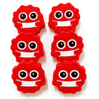 Silicone Focal Beads Bacterial Virus Red Masked Face 20pcs 5