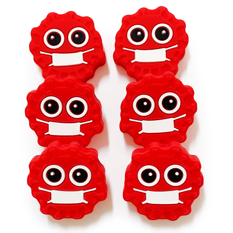 Silicone Focal Beads Bacterial Virus Red Masked Face 20pcs 5