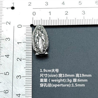 Virgin Mary Metal Beads 13mm 19mm Detailed Silver Tone 100pcs 2