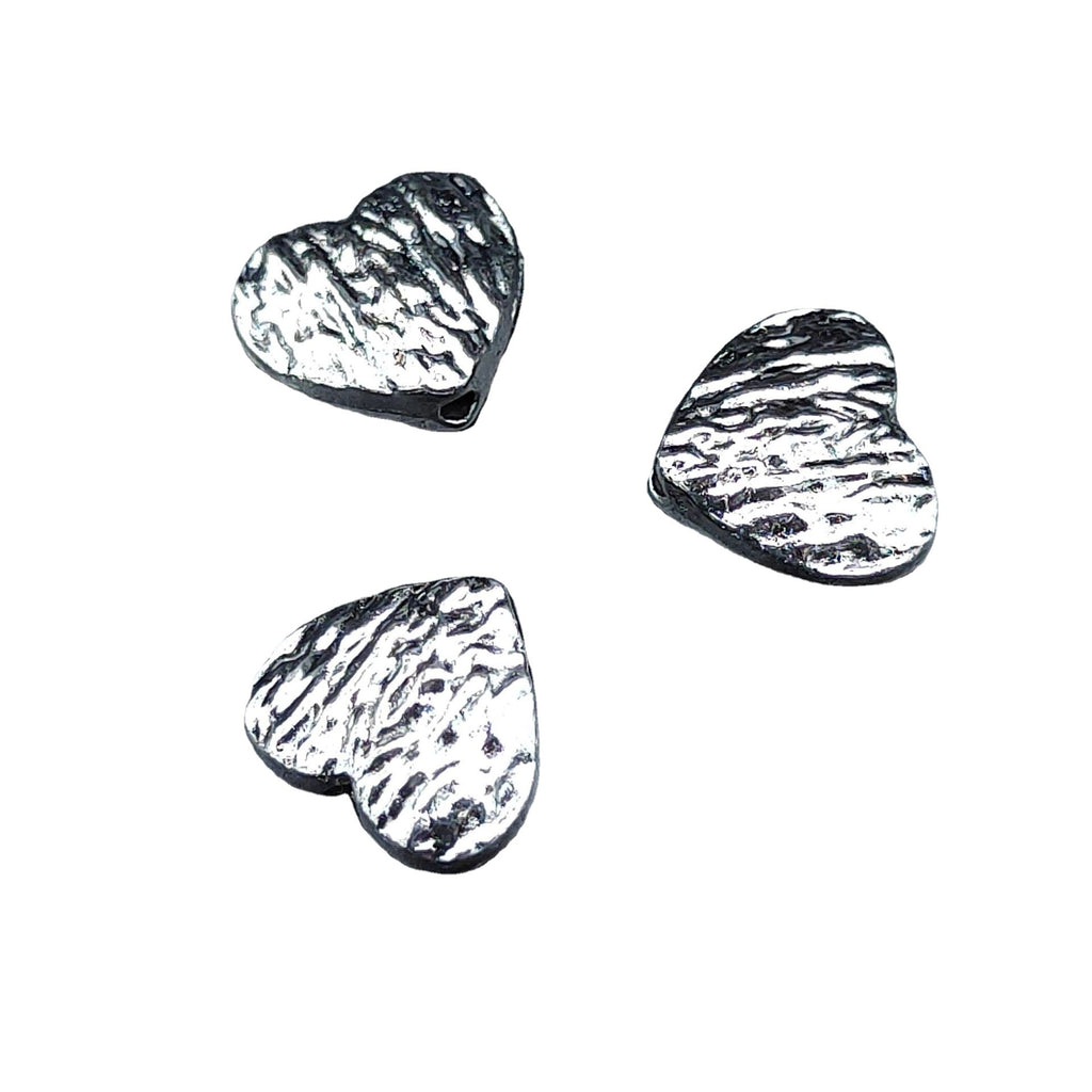 Wrinkled Heart Metal Beads 12mm Rustic Zinc Alloy 100pcs 5